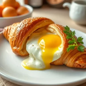 croissant with eggs