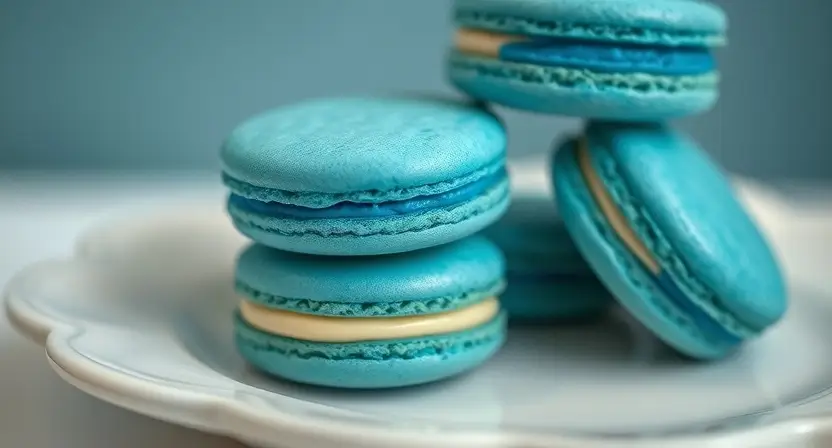 blue macarons