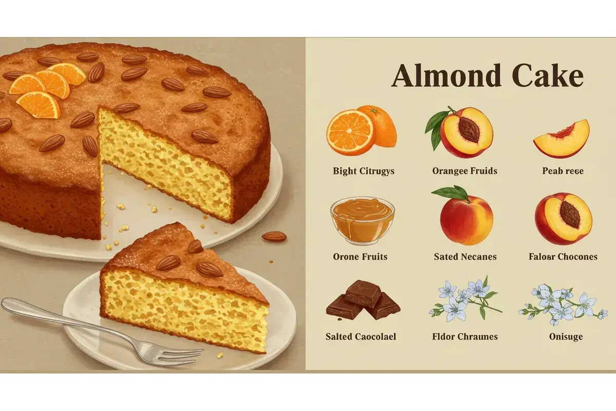 What flavors pair well with almond cake