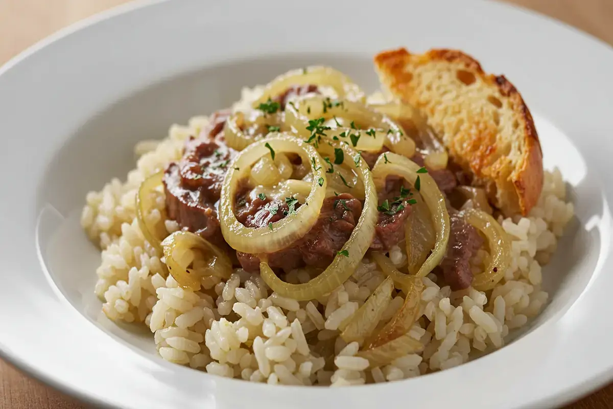 rice dish with french onion soup